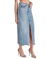 Steve Madden Women's Avani Front-Slit Denim Maxi Skirt