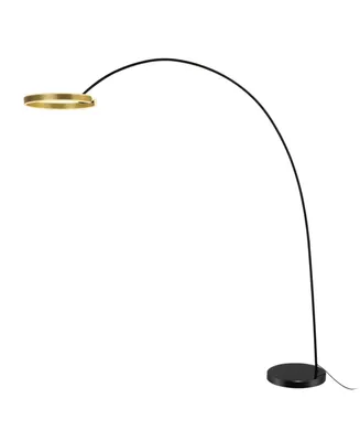 Fc Design Led Dimmable Large 81 inches Adjustable Arched Floor Lamp Black with Gold Shade with Remote Control