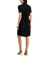 Connected Women's Double-Breasted Short-Sleeve Sheath Dress