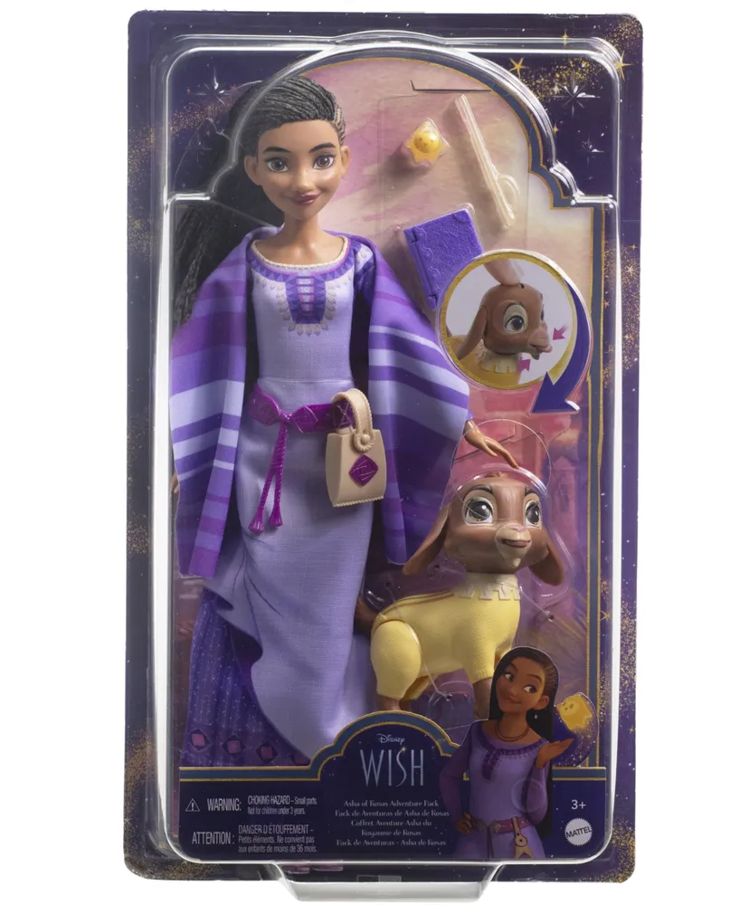 Mattel Disney Wish Asha of Rosas Adventure Pack Fashion Doll, Posable Doll  with Animal Friends and Accessories
