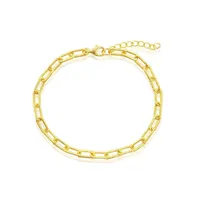 Sterling Silver or Gold Plated Over Polished Rope Design Paperclip Bracelet