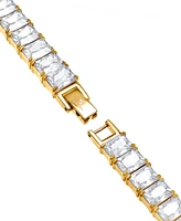 Blackjack Men's Cubic Zirconia Baguette Tennis Bracelet Stainless Steel