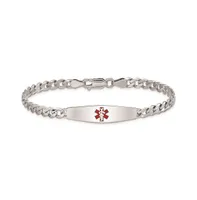 Sterling Silver Rhodium-plated Medical Id Bracelet w/Curb Link