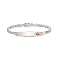 Sterling Silver Rhodium-plated Medical Id Bracelet w/Curb Link