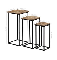 3 Piece Plant Table Set Reclaimed Teak