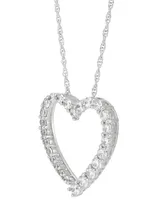 Diamond Heart Pendant Necklace (1 ct. t.w.) in 14k White Gold, 16" + 2" extender