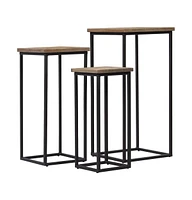 3 Piece Plant Table Set Reclaimed Teak