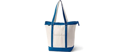 Lands' End Large Natural 5 Pocket Zip Top Long Handle Canvas Tote Bag