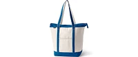 Lands' End Large Natural 5 Pocket Zip Top Long Handle Canvas Tote Bag