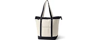 Lands' End Natural 5 Pocket Zip Top Long Handle Canvas Tote Bag