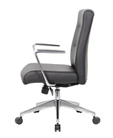 Boss Office Products 39.5-42.5" Vinyl Modern Conference Chair with Aluminum Arm Base