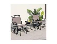 Outdoor Gliding Loveseat Chair with Tempered Glass Coffee Table-2 Pieces