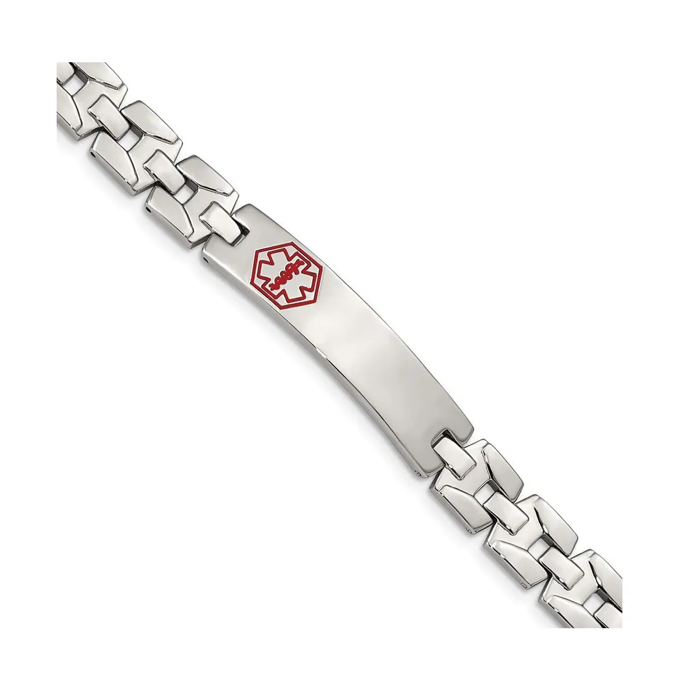 Chisel Stainless Steel Red Enamel Medical Id 8" Link Bracelet