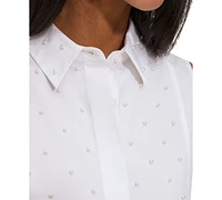 Karl Lagerfeld Paris Women's Embellished Bib Shirt