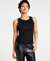 Bar Iii Women's Ribbed Grommet-Trim Tank Top, Created for Macy's