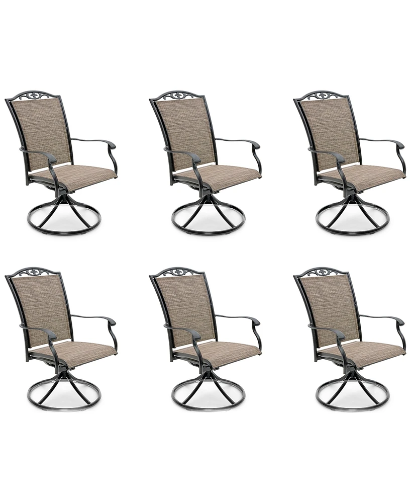 Wythburn Mix and Match Filigree Sling Outdoor Swivel Chairs, Set of 6, Created for Macy's