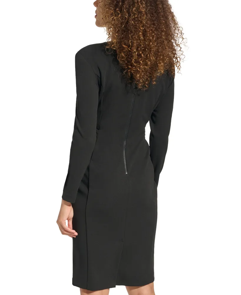 Calvin Klein Women's Pleated V-Neck Sheath Dress