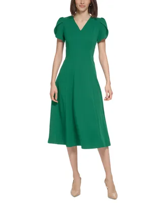 Calvin Klein Women's Tulip-Sleeve Midi Dress