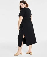 On 34th Trendy Plus Side-Tie Knit Midi Dress, Created for Macy's