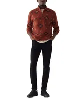 Frank And Oak Men's Relaxed Fit Half-Zip Long Sleeve Geo Pattern Sweatshirt