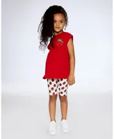 Girl Organic Cotton Long Top With Frill True Red