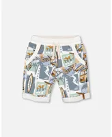 Boy French Terry Short Printed Surf And Caravan - Toddler|Child