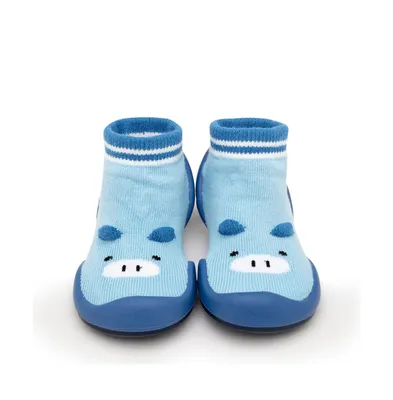 Komuello's Baby Boy First Walk Sock Shoes Piglet Blue