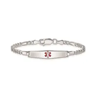 Sterling Silver Rhodium-plated Medical Id Bracelet w/Figaro