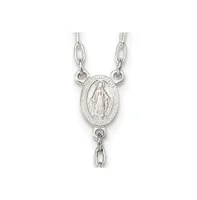 Sterling Silver Polished Textured Bead Rosary Pendant Necklace 26