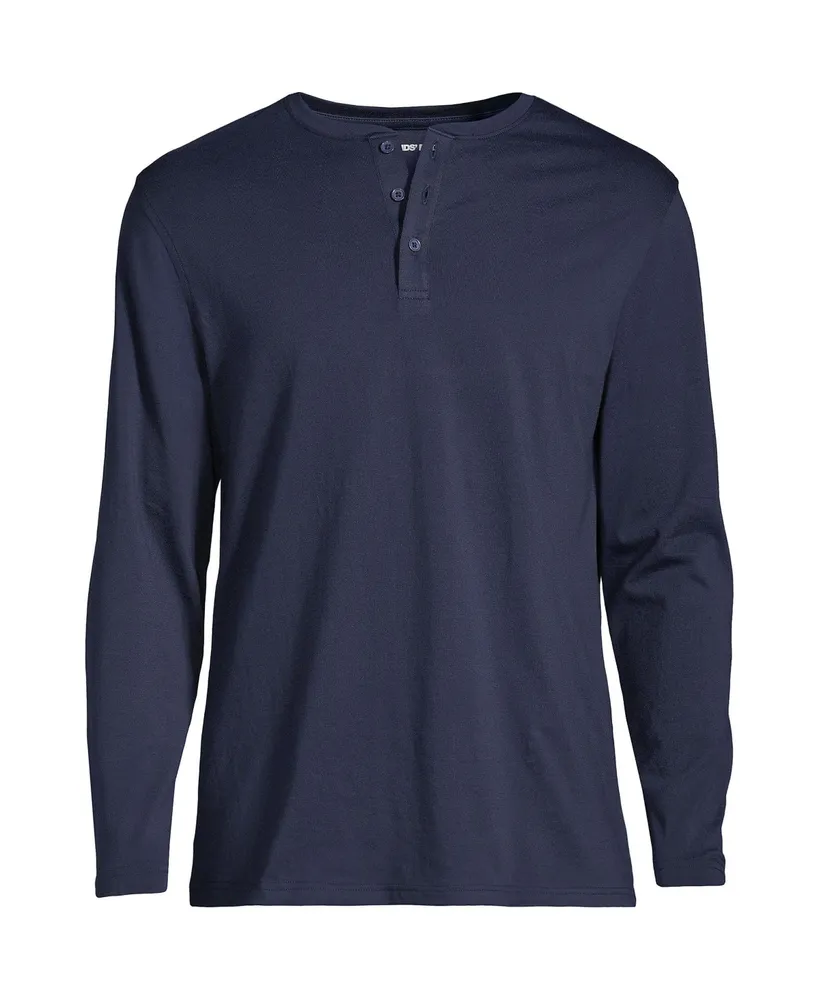 Lands' End Men's Supima Jersey Long Sleeve Henley T-Shirt