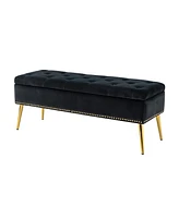 Modern Velvet Storage Ottoman Bench for Living Room Dining