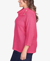 Ruby Rd. Plus Size Soft Sequin Cowl Neck Top