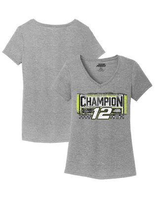 Women's Team Penske Heather Gray Ryan Blaney 2023 Nascar Cup Series Champion V-Neck T-shirt