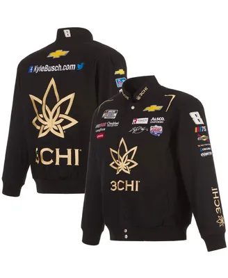 Men's Jh Design Black Kyle Busch 3Chi Twill Uniform Full-Snap Jacket