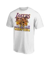 Men's Fanatics White Los Angeles Lakers 2020 Nba Finals Champions Team Caricature T-shirt