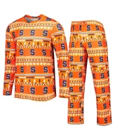 Men's Concepts Sport Orange Syracuse Swivel Long Sleeve T-shirt and Pants Sleep Set