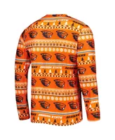 Men's Concepts Sport Orange Oregon State Beavers Swivel Long Sleeve T-shirt and Pants Sleep Set