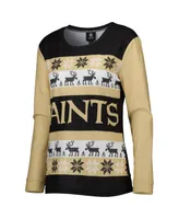 Women's Foco Black New Orleans Saints Holiday Ugly Pajama Set