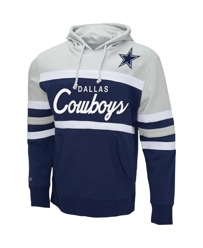 Men's Mitchell & Ness Gray, Navy Dallas Cowboys Big and Tall Head Coach Pullover Hoodie