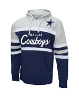 Men's Mitchell & Ness Gray, Navy Dallas Cowboys Big and Tall Head Coach Pullover Hoodie