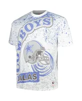 Men's Mitchell & Ness White Dallas Cowboys Big and Tall Allover Print T-shirt