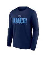 Men's Fanatics Navy Tennessee Titans Big and Tall Wordmark Long Sleeve T-shirt