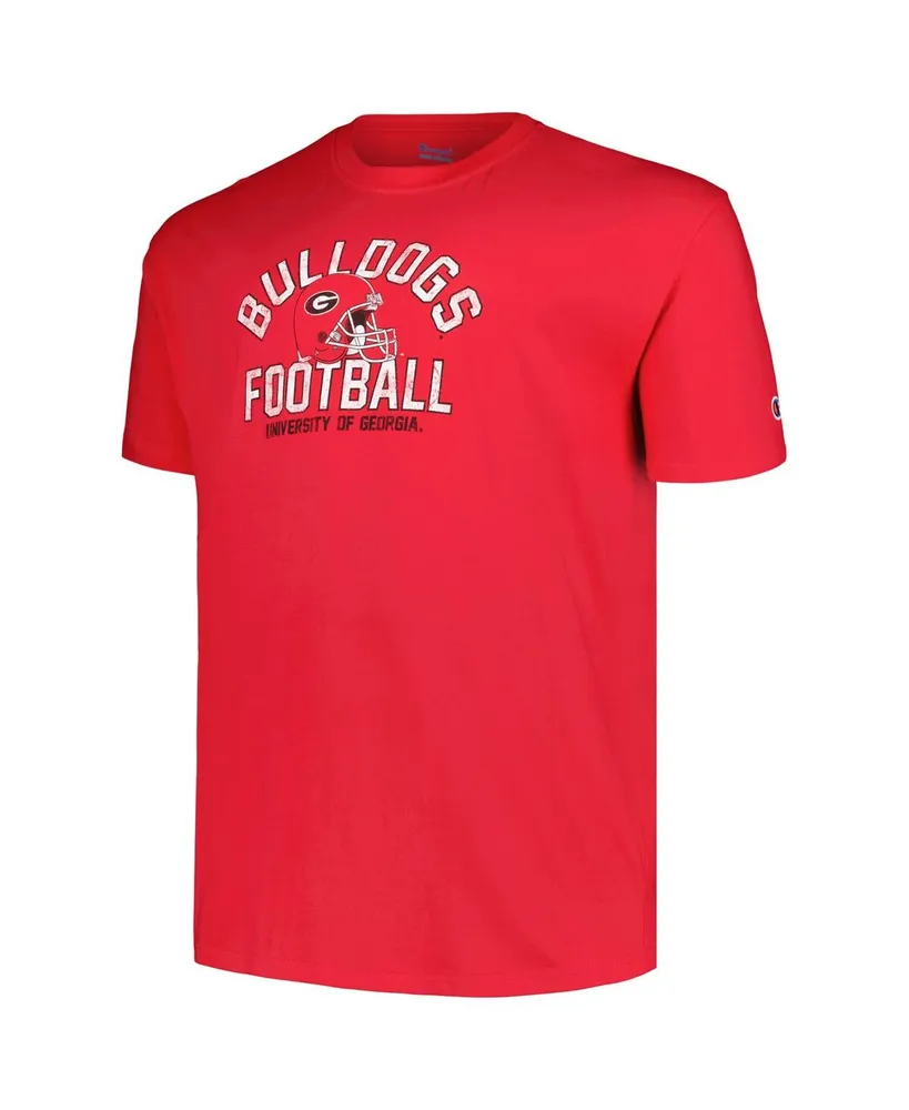 Men's Champion Red Distressed Georgia Bulldogs Big and Tall Football Helmet T-shirt