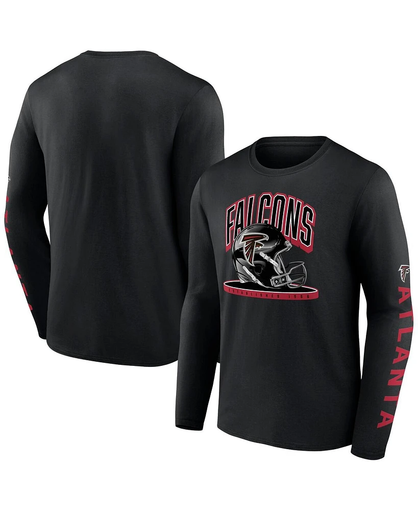 Men's Fanatics Black Atlanta Falcons Helmet Platform Long Sleeve T-shirt