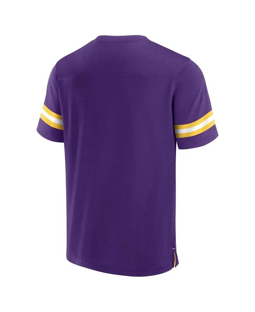 Men's Fanatics Purple Minnesota Vikings Jersey Tackle V-Neck T-shirt