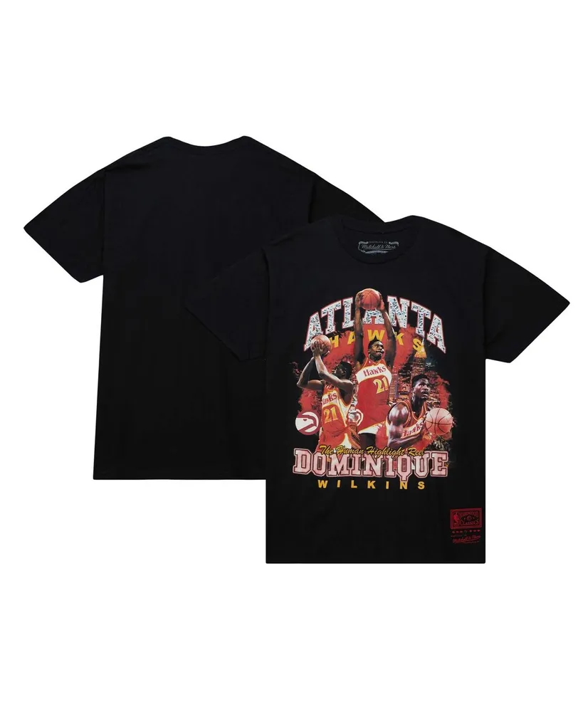 Men's Mitchell & Ness Dominique Wilkins Black Atlanta Hawks Hardwood Classics Bling Concert Player T-shirt