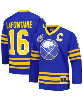 Men's Mitchell & Ness Pat LaFontaine Royal Buffalo Sabres Captain Patch 1992/93 Blue Line Player Jersey