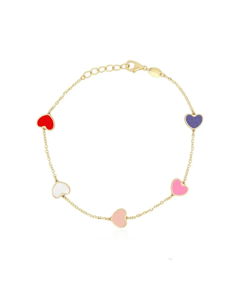 The Lovery Multicolored Mixed Heart Station Bracelet 14K Gold