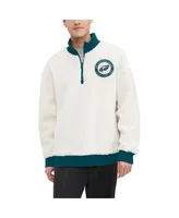 Men's Tommy Hilfiger Cream Philadelphia Eagles Jordan Sherpa Quarter-Zip Sweatshirt