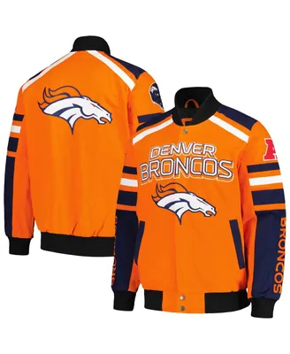 Men's G-iii Sports by Carl Banks Orange Denver Broncos Power Forward Racing Full-Snap Jacket